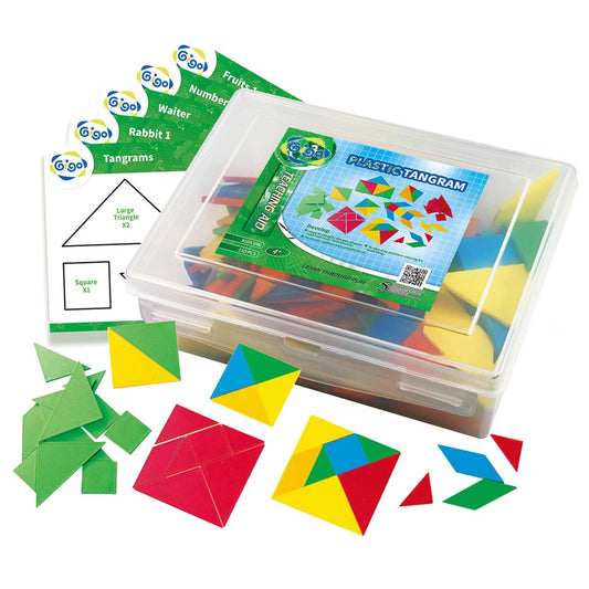 Tangrams + 5 Activity Cards (105 Piece Container)