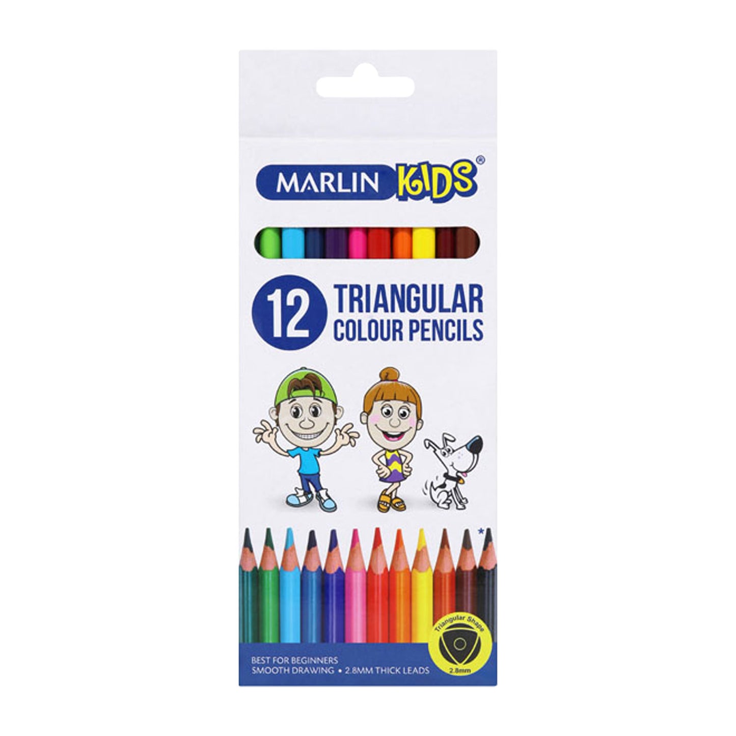 Marlin Kids Triangular Colour Pencils, Long (12 Pencils per pack, 12 Packs)