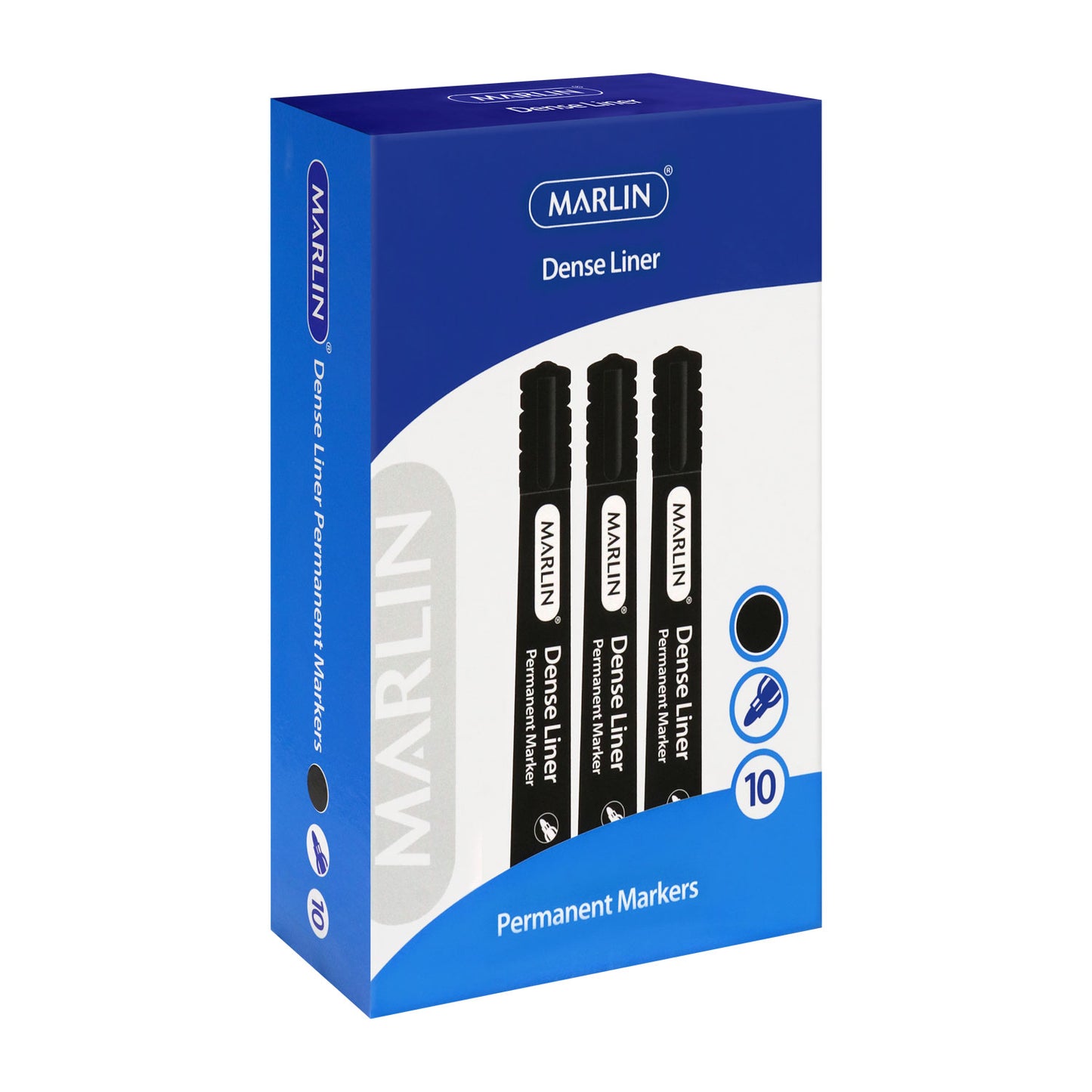 Marlin Dense Liners, Permanent Markers (10) Various Colours