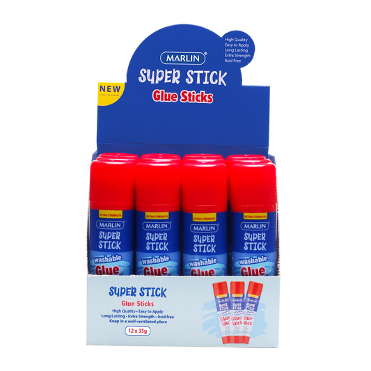 Marlin Super Stick Glue Stick (Non-toxic, each unit 35g) x 12 Units)