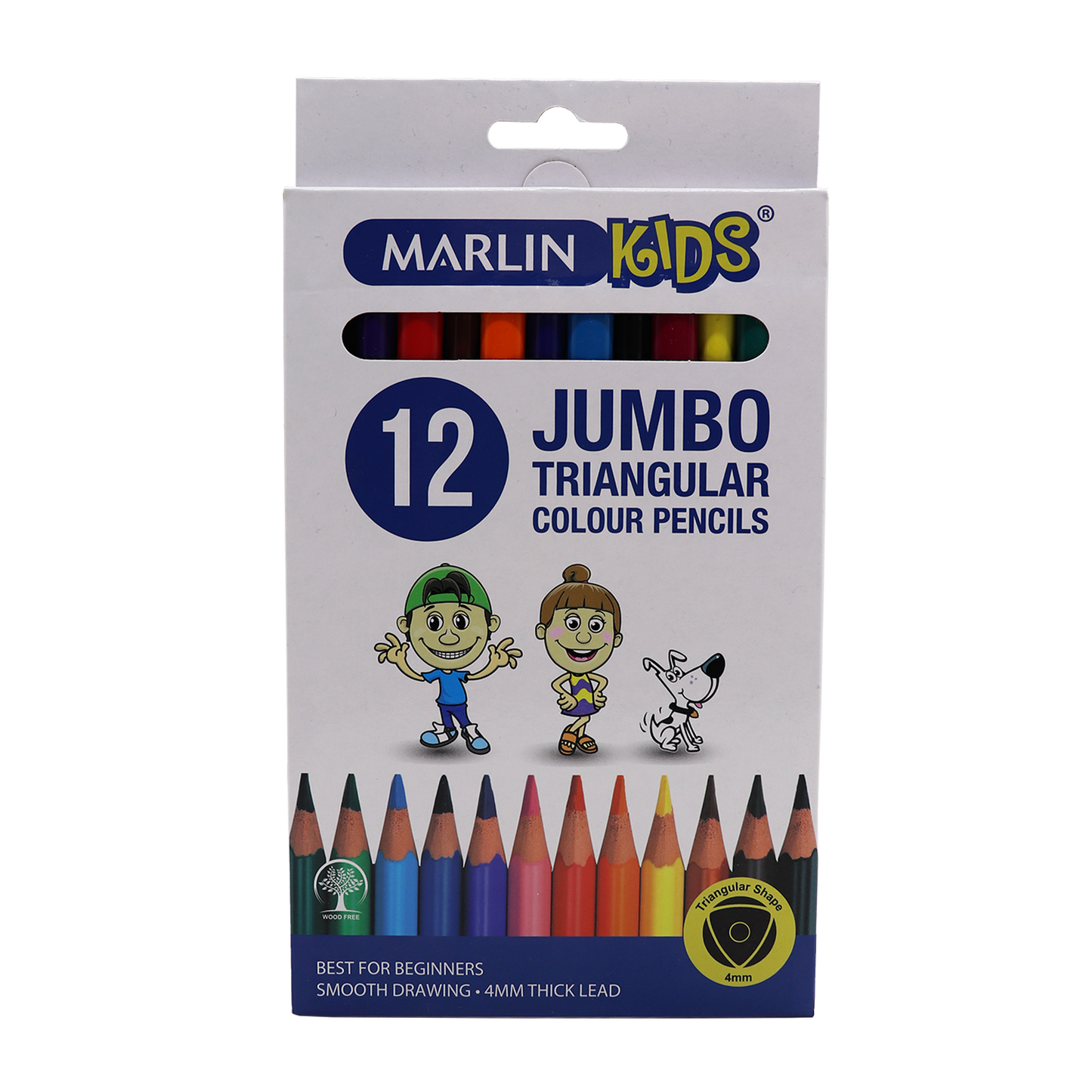 Marlin Kids Tri Jumbo Triangular Colour Pencils (12 Packs of 12 Pencils)