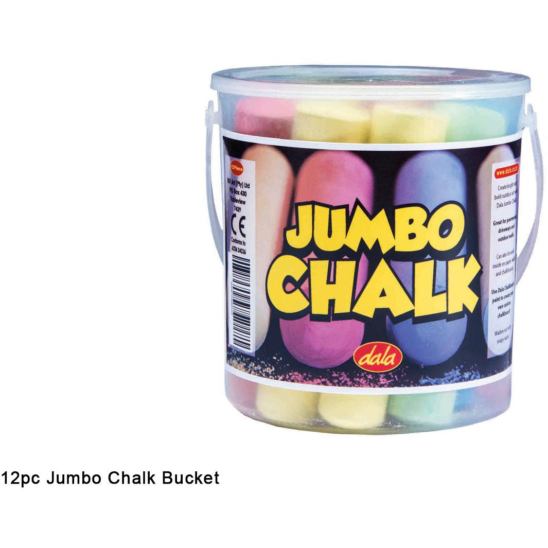 Jumbo Chalk (Assorted Colour Bucket, 12 Piece)