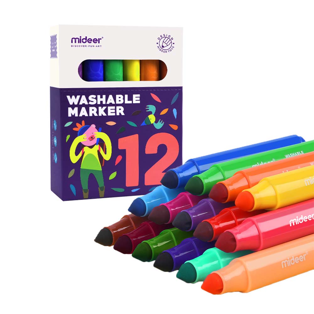 Markers Washable - 12 Colours (Mideer)