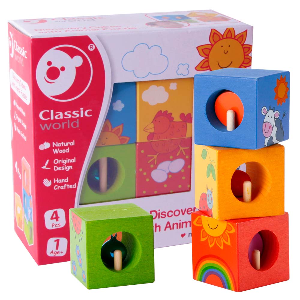 Discovery Cubes with Animal Puzzle (4 Pieces) - Classic World
