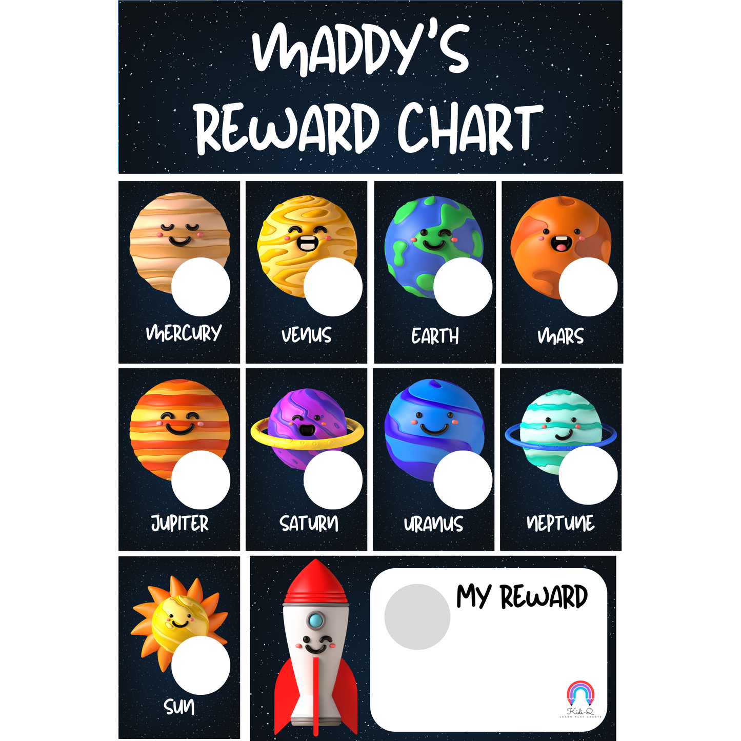 A4 Magnetic Reward Chart (Customizable) - English