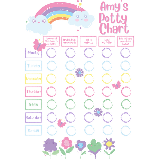 A4 Magnetic Potty Chart - Girls (Customizable)