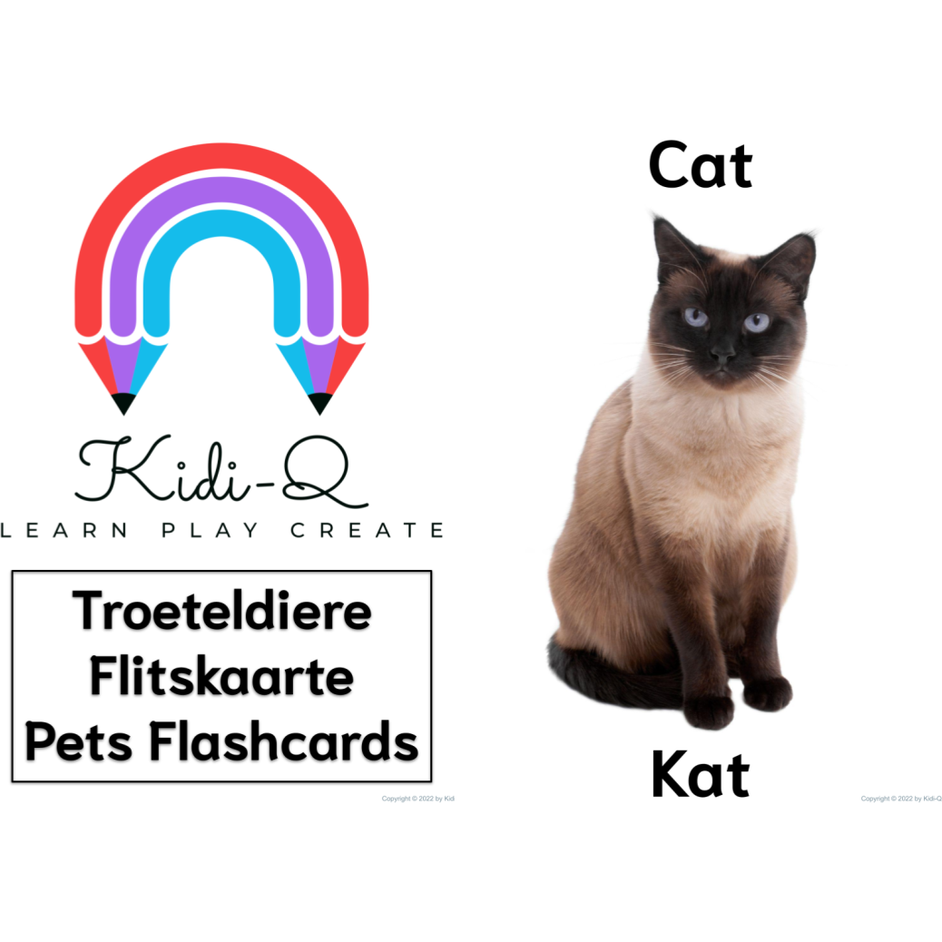 Pets Flashcards / Troeteldiere Flitskaarte (Digital Product / Digitale Produk)
